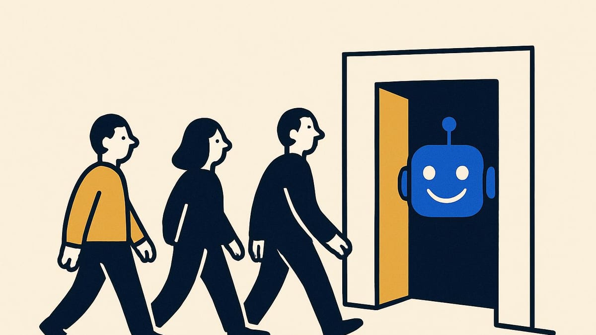 a doorway and a wall standing side by side, with a queue of people walking confidently through the door a doorway and a wall standing side by side, with a queue of people walking confidently through the door