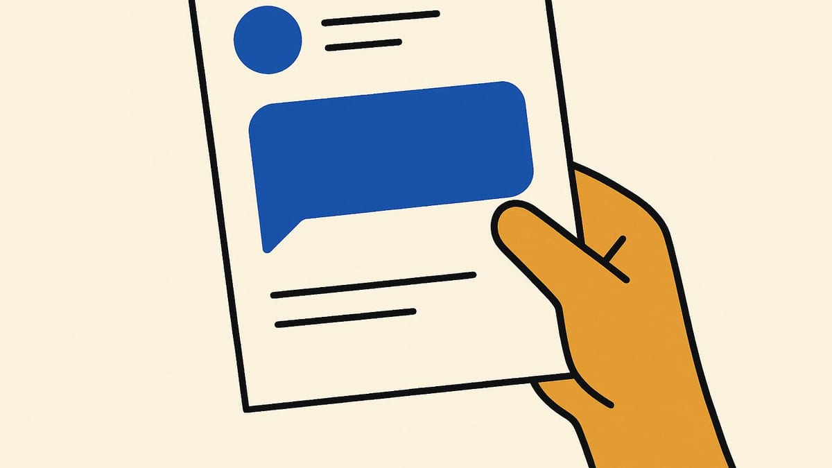 a company letterhead and a chat bubble printed on the same sheet of paper